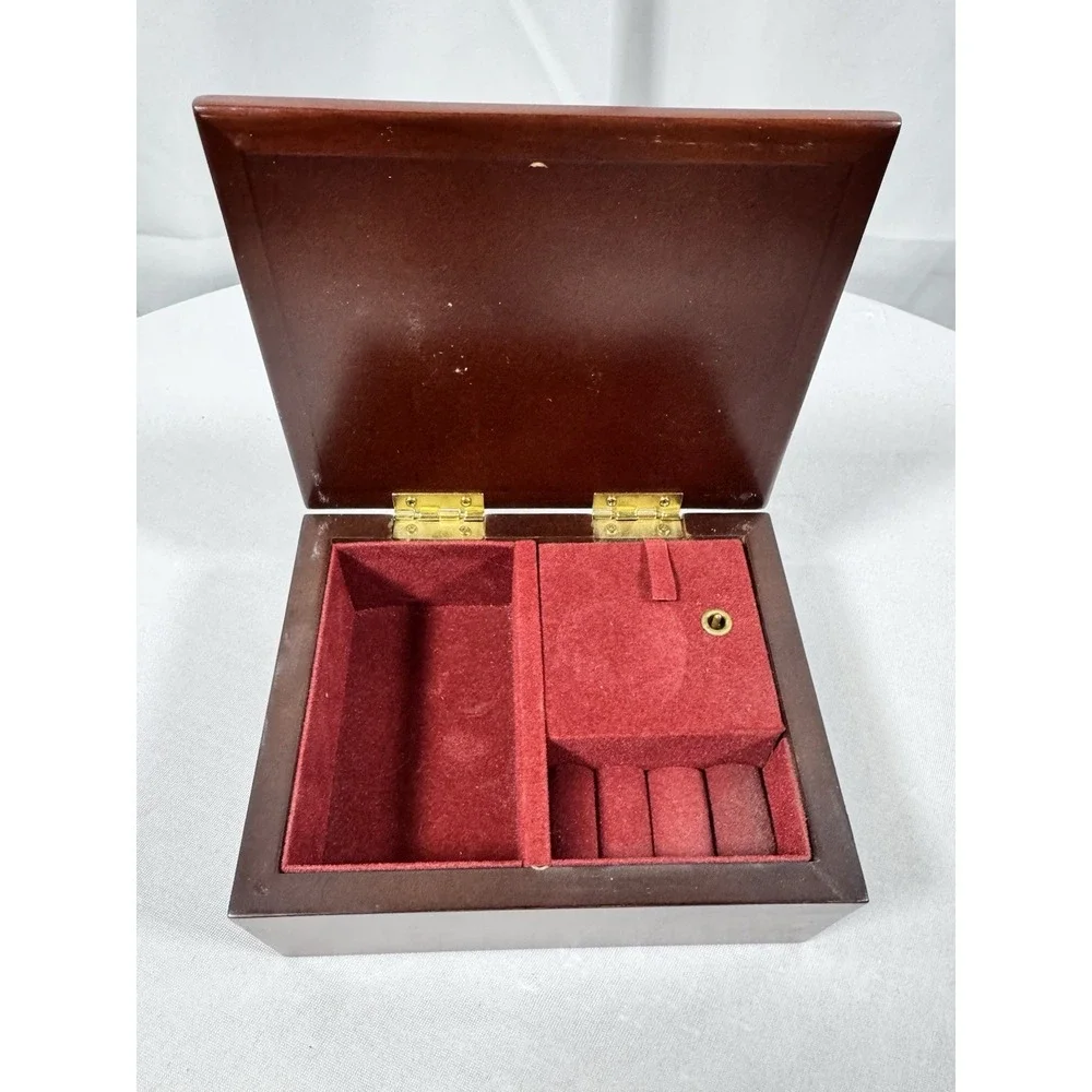 Vintage 3D Wooden Jewelry Box‎ with 3D Floral Basket Design - Richter